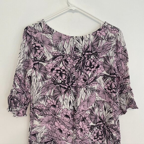 FRENCH CONNECTION Flight of Fancy Floral Ruffle Mini Dress Lilac Lavender Shift - Picture 14 of 16